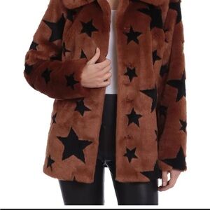 Avec Les Filles Faux Fur Star Coat